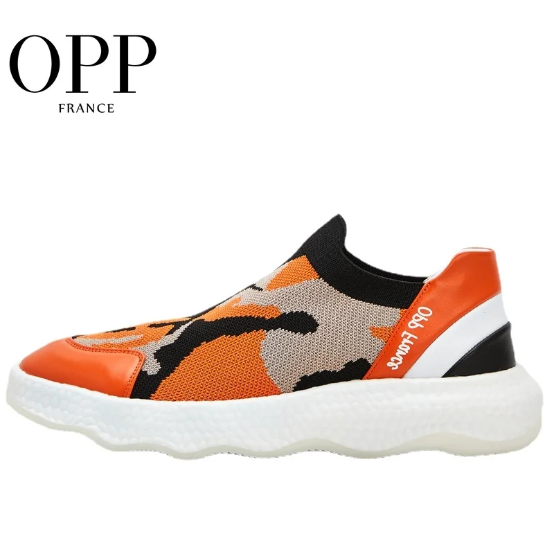

OPP Men's casual sneakers white shoes mens dress shoes Spring/Autumn Massage shoes Casual Lace-Up Shoes Stretch Fabric