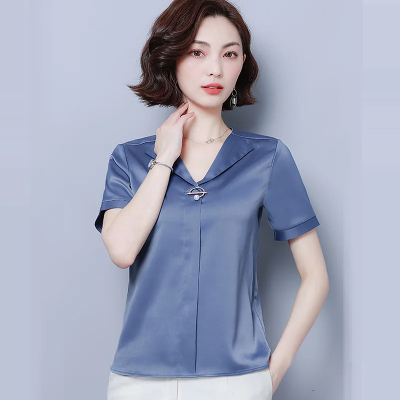 

Korean Fashion Silk Women Blouses Satin Office Lady Women Shirts Womens Tops and Blouses Plus Size XXL Blusas Femininas Elegante