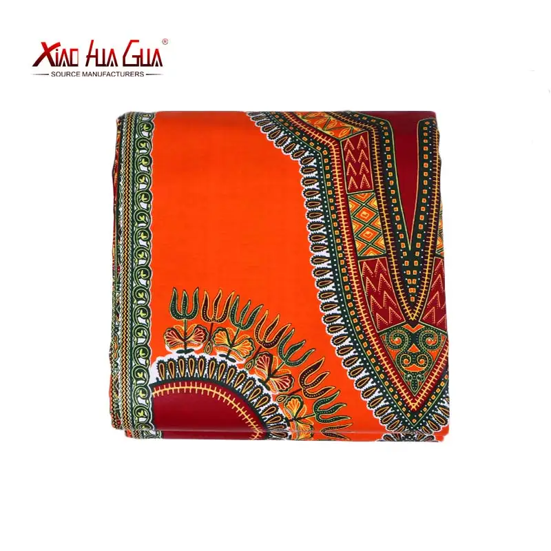 Summer Plus Waxed African Fabric Print Design Cotton Bright Orange Kent Floral Craft Sewing Women'S Bazan Dress 24Fj2013