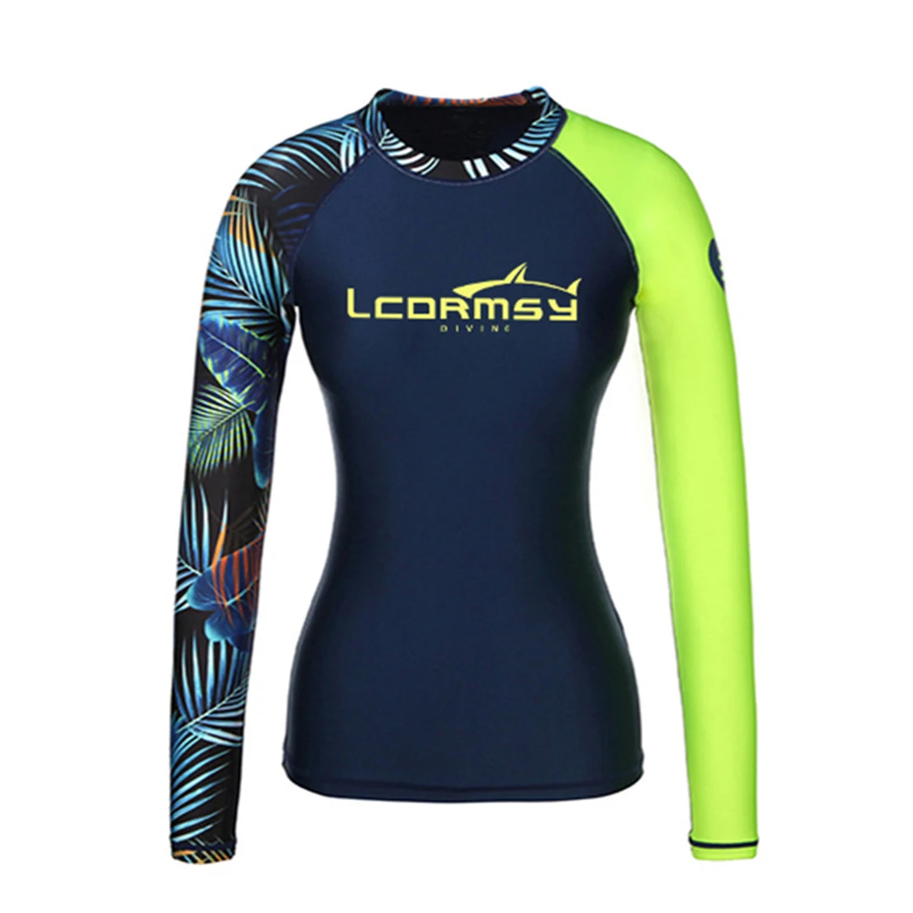 Women's Rash Protection Beach Long-Sleeve Surfing Swim Top Water Sports Gym Diving Suit Quick-Drying UPF50+