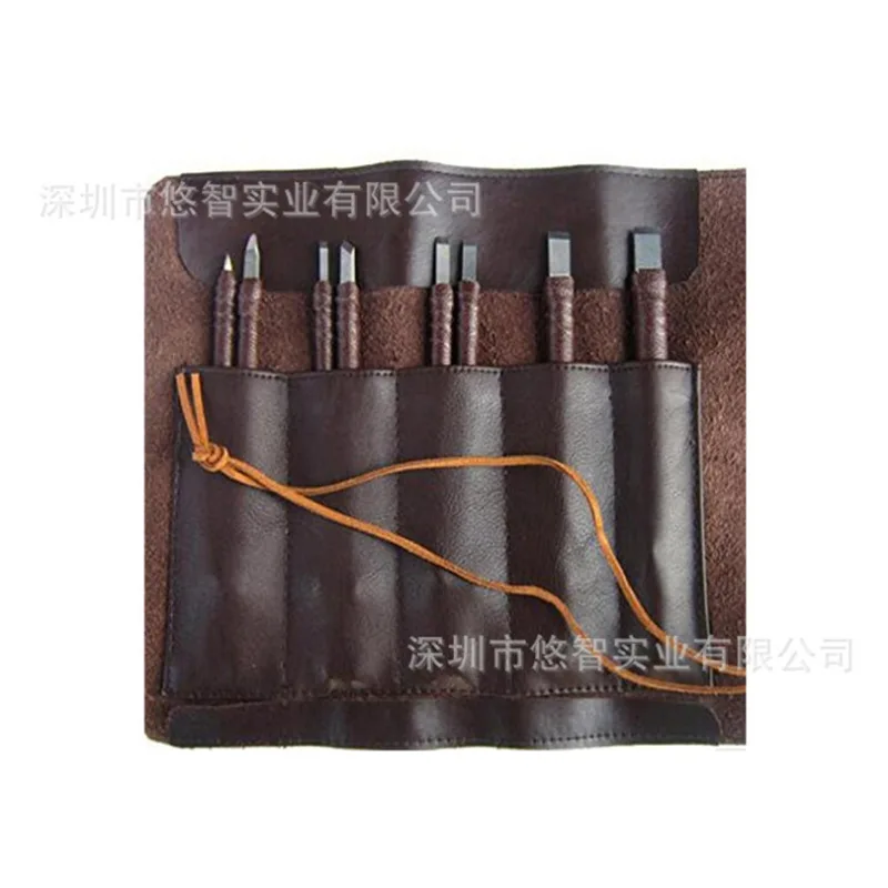 Manufacturers Outdoor Picnic Toolkit Top Grade Genuine Leather Knife And Fork Storage Bag New Style Kitchenware Reel-Kit