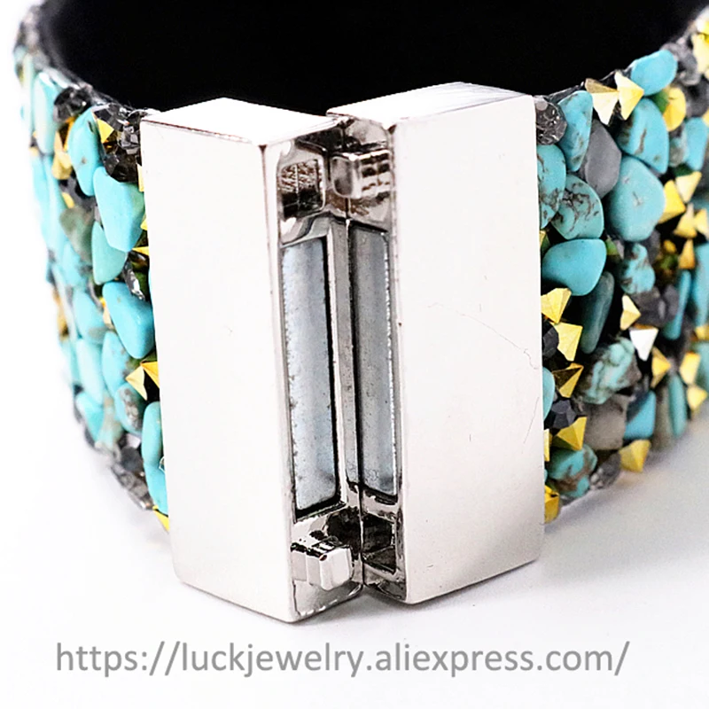 

Moq=1pc Luck Jewel Handmade love Bracelet Multi Colors Natural Stone Grains Leather Wrap stainless steel Bracelet for Men Women