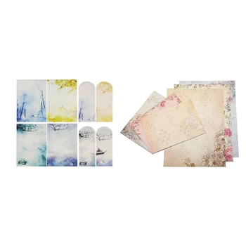 

2 Set Letter Writing Paper Letter Kit: 1 Set 32 Pcs Assorted Color Letter Papers and 16 Pcs Envelopes & 1 Set 40 Pcs Assorted Co