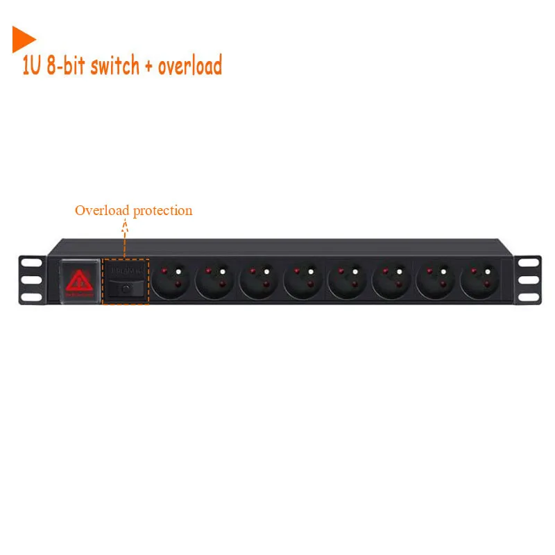 OVERLOAD PROTECTION PDU Алюминий Сплав Французский Мощность полосы LIGHTNING защита от перегрузки 10A 2500 Вт розетки выключатель, гнездо расширения штепсельная вилка европейского стандарта - Цвет: OVERLOAD PROTECTION