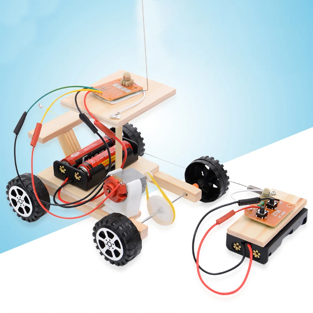 

Remote Control Car Kids Children Wooden Science Experiments Wireless Educational Toy Racing Model Kit Radio Knowledge Assembled