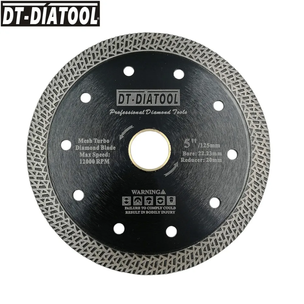 DT-DIATOOL 2 шт диаметр 125 мм/" Горячий прессованный спеченный режущий диск Сетка турбо алмазная пила лезвие керамической мраморной плитки