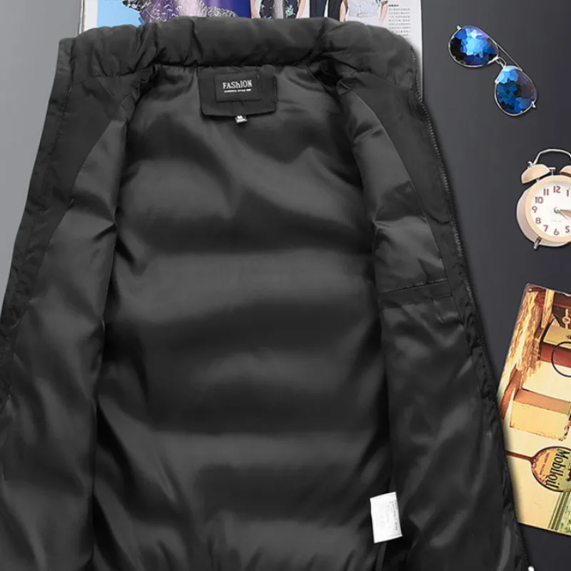Мужской жилет, 5XL, однотонный, простой, подходит ко всему, корейская мода, одежда, большая молния, зимний жилет размера плюс, мужские жилеты, без рукавов, на каждый день