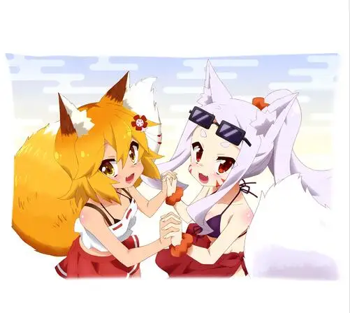 Наволочка с рисунком аниме Sewayaki Kitsune no Senko-san, наволочка с изображением персонажей лисы Широ и Ясуко куэнджи, прямоугольная наволочка с двумя сторонами