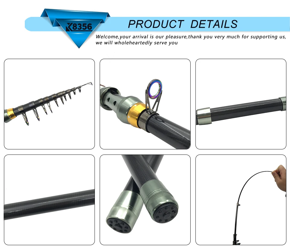 K8356 99% Carbon Portable Telescopic Fishing Rod Spinning Sea Rod Superhard Ocean Rod Fishing Tackle1.82.12.42.73.03.33.6M (7)