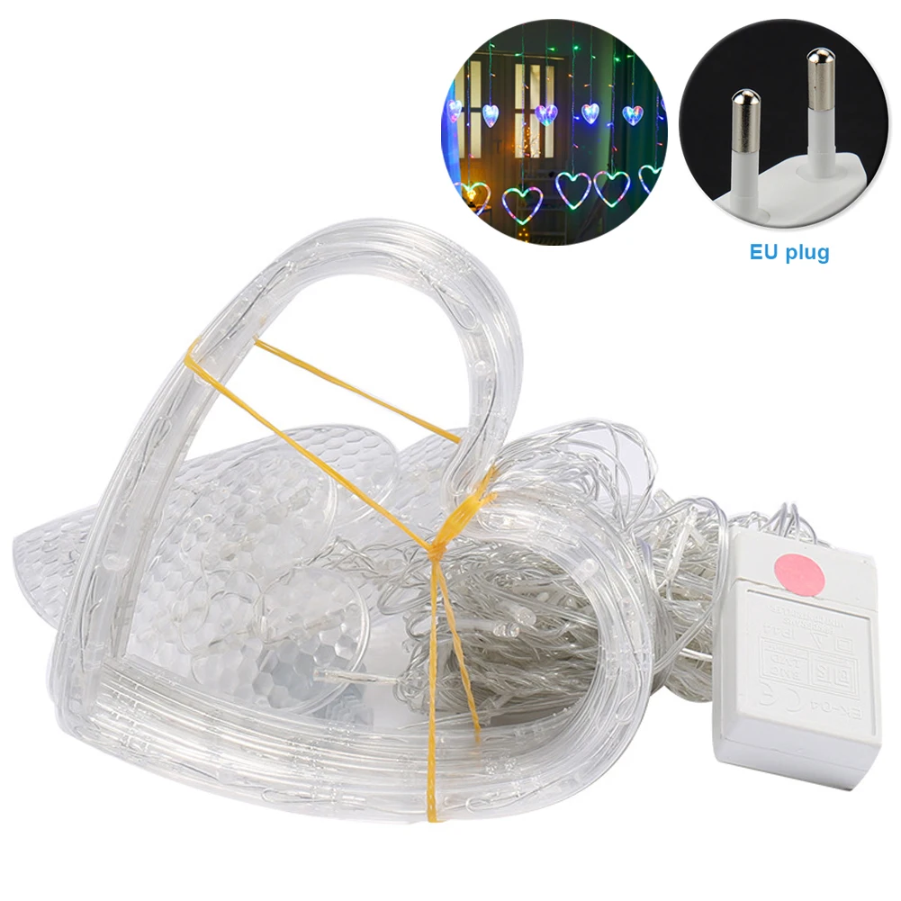 2.5m 8 Modes Fairy Lamp Waterproof Wedding Decor Curtain LED String Light Heart Shape