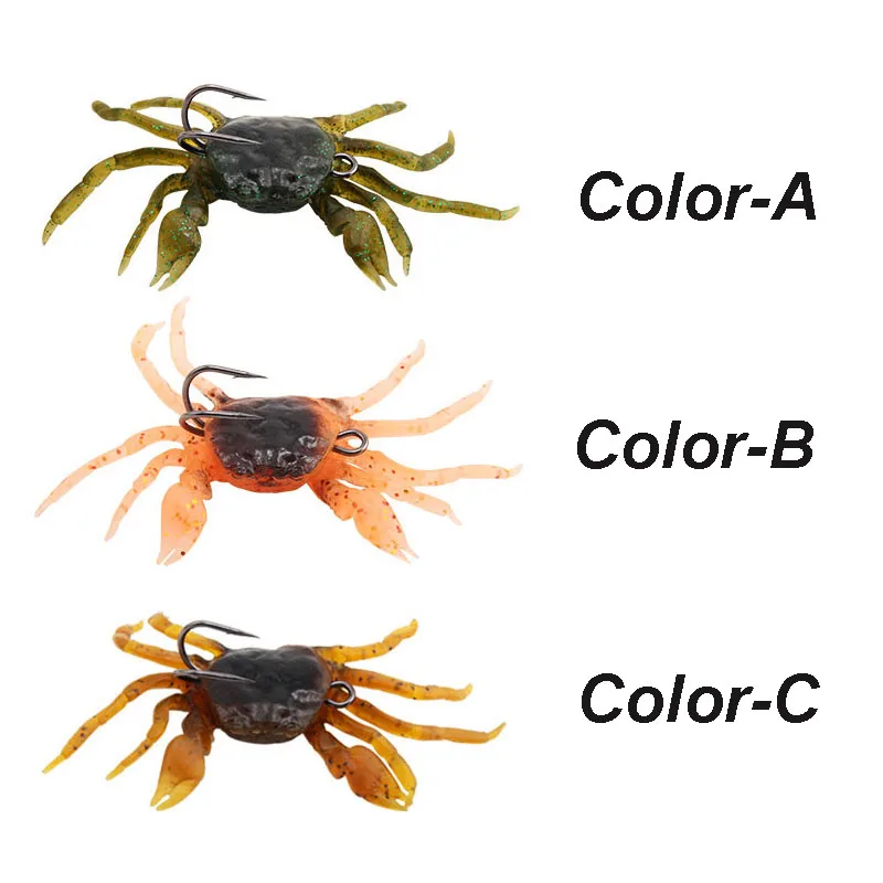 10 Leurres Crabes Souples 3D – Simulation Eau Douce – Taille 8 Cm – Marron