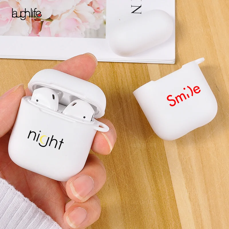 

Charging Headphones Cases for Apple Airpods 1 2 Bluetooth Wireless Earphone Cover White Matte Case Letters Air pods 2 Case Cover
