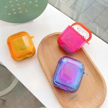 

Fluorescent Liquid Quicksand Protector Cover For Airpods charging Hard Shell PC Colorful 1/2 case Protection Clear Case W7T2