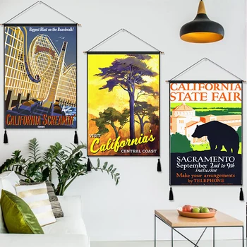 

California State Fair Sacramento Vintage Hanging Cloth Cotton Line Painting Poster Home Decor Wall Hanging Tapestry Gift