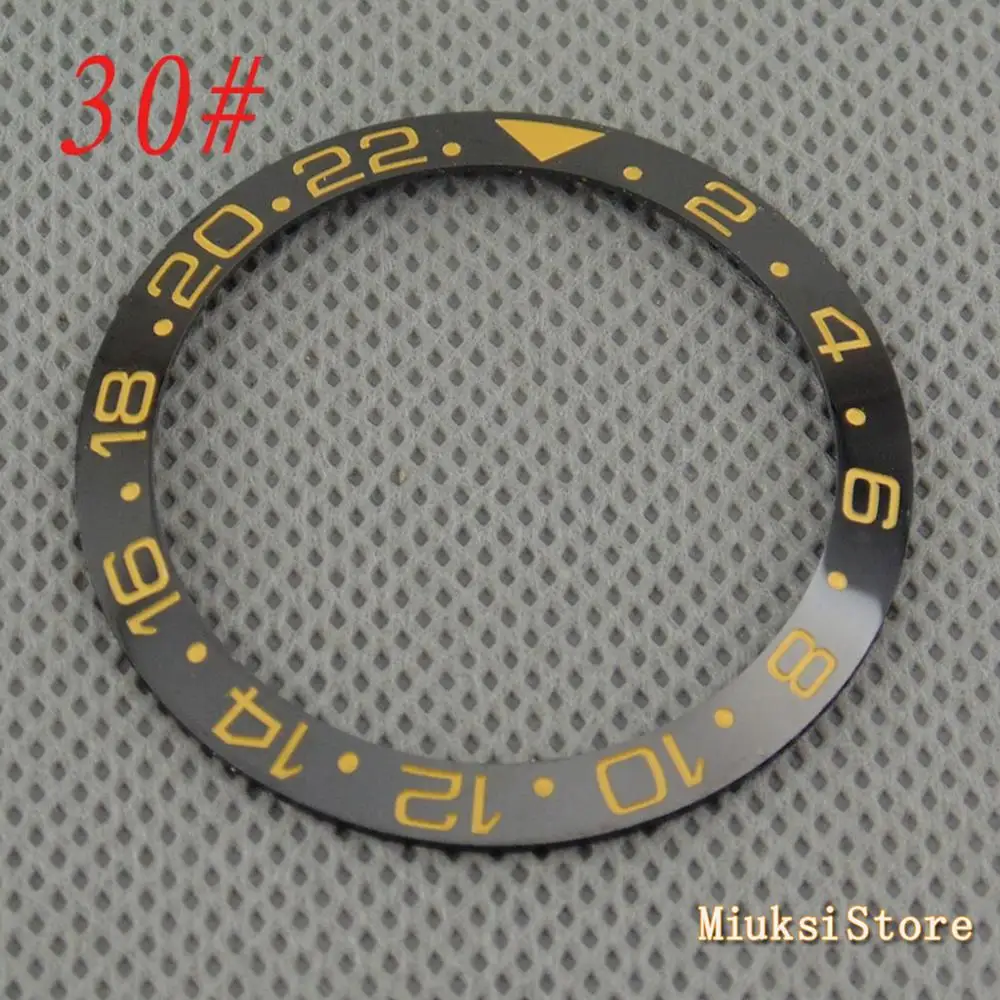 30 Parnis 38mm black blue white green Ceramic/Titanium Bezel insert for 40mm case Watch accessories bezel - Цвет: 30