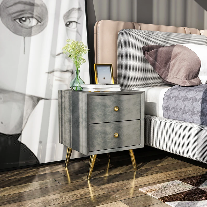 

GY Nordic Light Luxury Bedside Table Iron Modern Minimalist Bedside Cabinet Small Bedroom Locker Bedside Cabinet