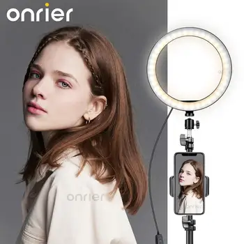 

Onrier 26cm LED Selfie Ring Light with 2M Tripod Stand Phone Holder for Youtube Makeup Video Live Stream Ring Lamp Kit Tik Tok