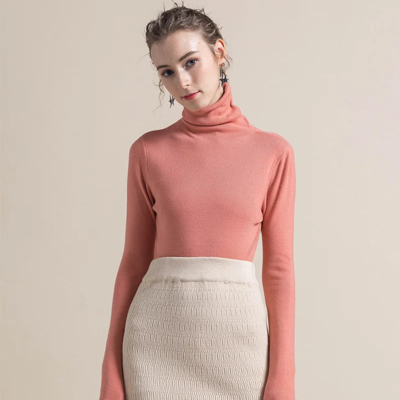 

2019 autumn winter Women Knitted Turtleneck Sweater Casual Soft polo-neck Jumper Fashion Slim Femme Elasticity Pullovers