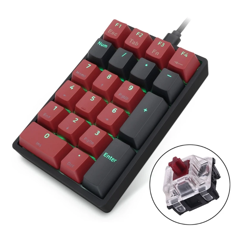 SK21 портативная миниатюрная USB Проводная цифровая клавиатура с RGB подсветкой