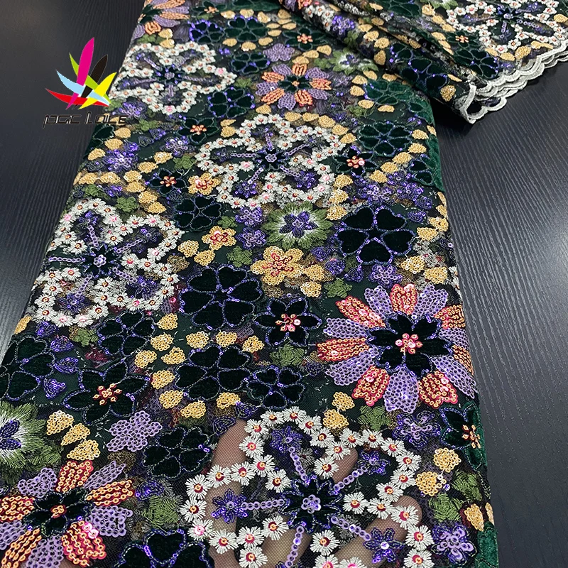 esmeralda malha rendas tecido africano rendas com