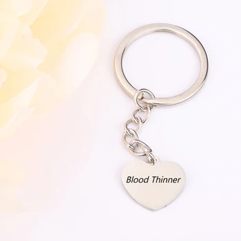 

Private Customized Keychain Both Sides Engraving Blood Thinner Emergency Medical ID Heart Disease Stainless Steel Keyfob Dangle