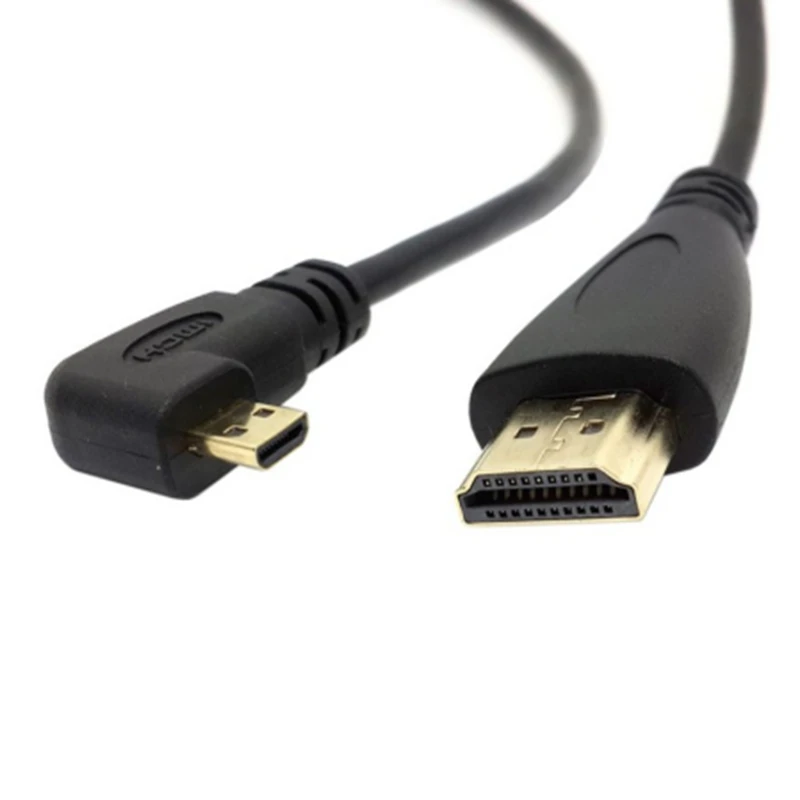 Угловой левосторонний правосторонний разъем 90 градусов микро HDMI кабель локоть микро HDMI к HDMI Кабели для цифровой камеры и телефонов планшеты 50 см/150 см