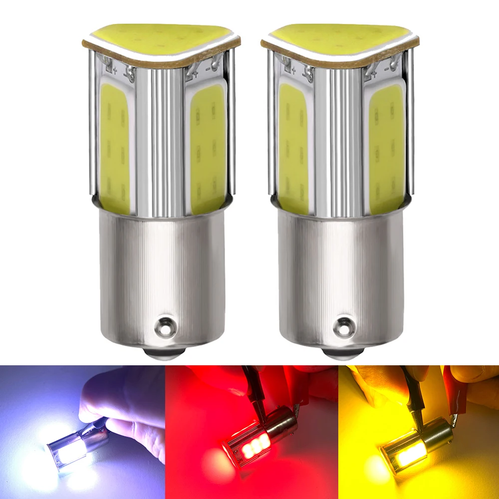 2x BAY15D 1157 LED COB 6000K 4 SMD 12V Супер яркая BA15S 1156 P21W Светодиодная лампа автомобиля