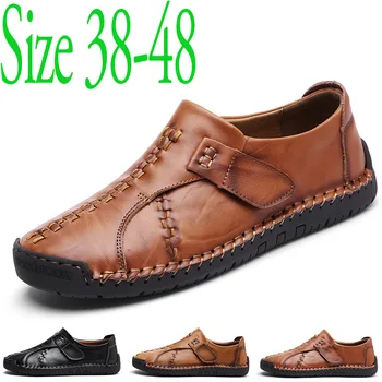 

Luxury Design New Genuine Leather Loafers Men Moccasin Slip On Sneakers Flat Causal Men Shoes Adult Male Boat Shoes