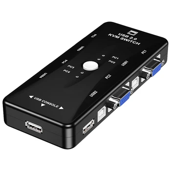 

KVM Switcher Four in One out HD Mouse Keyboard Switch Splitter 4 Port USB Audio Video Switcher VGA Printer Share Switch
