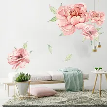 Съемные наклейки на стену пион Ретро Акварельная клейкая бумага современный дом гостиная цветок наклейки в наборе FX64088
