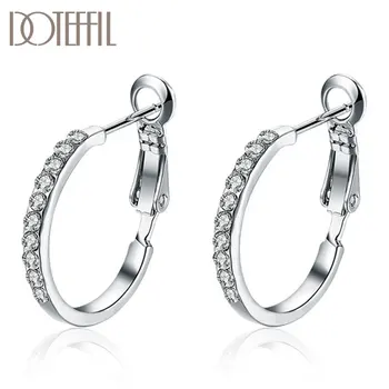 

DOTEFFIL 925 Sterling Silver/Rose Gold Circle Shape AAA Zircon Earrings Women Charm Gift Fashion Charm Party Wedding Jewelry