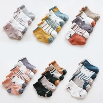 5 paires/lot bébé chaussettes automne bébé chaussettes pour filles coton nouveau-né dessin animé garçon bambin chaussettes bébé vêtements accessoires