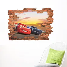 Disney гоночный автомобиль общая мобилизация стены стикер мультяшка анимация автомобиль сломанная стена Съемная детская декоративная наклейка для комнаты
