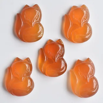 

Natural stone red onyx hand carved fox pendant gem DIY jewelry making Necklace accessories wholesale 5pcs/lot free shipping
