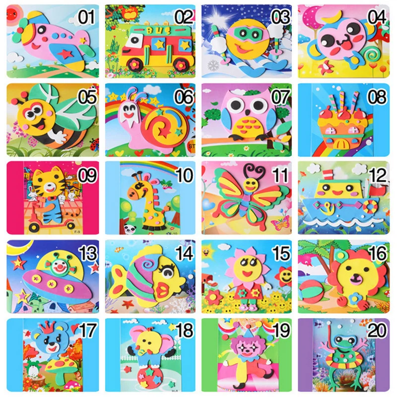 DIY Creative Cartoon Animal 3D EVA Foam Sticker Puzzle 20 Styles Handmade Early Learning Educational Toys For Children Kids Gift cartoon stickers decorative stickers animal stickers kawaii stickers cartoon animal stickers