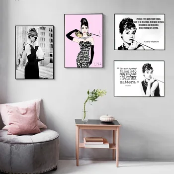 

Canvas Printed Home Decor Painting Retro Audrey Hepburn Pictures Wall Artwork Modular Modern Nordic Style Poster For Living Room