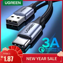 Ugreen usb tipo c cabo para samsung s10 s9 3a carregamento rápido usb tipo-c carregador cabo de dados para redmi nota 8 pro USB-C cabo de cabo