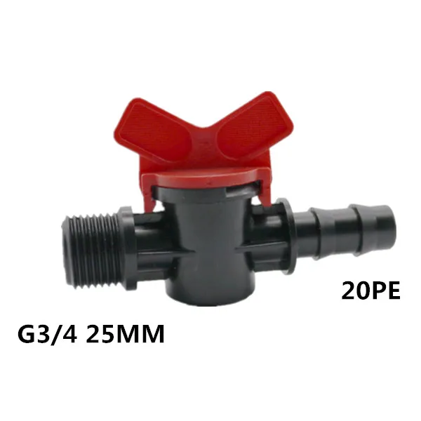 20mmG34Valve 20PE PE соединитель трубы для орошения теплицы G1/2 G3/4 водный фитинг водопроводного крана кран резьба Авто Полив шланг адаптер - Цвет: 20mmG34Valve