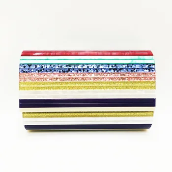 

Women Flap Fashion Casual Acrylic Shoulder Bag Retro Lady Crossbody Messenger Bag Elegant Striped Evening Envelop Clutch Purse