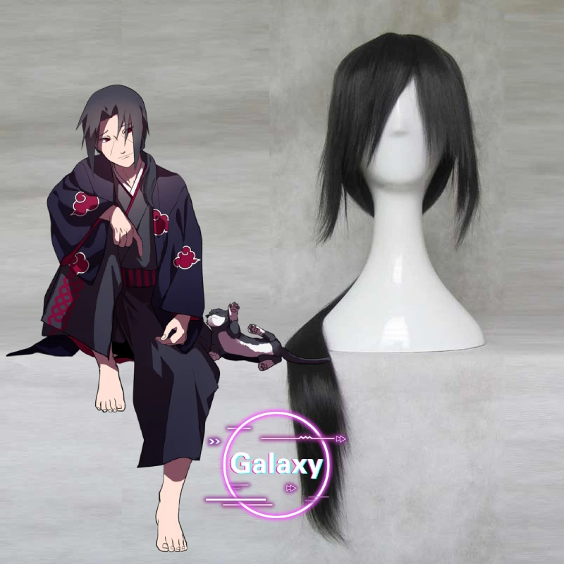 Naruto Uchiha Itachi APH Yao Yatogami Kuroh Ranma 80 см длинные черные прямые синтетические волосы термостойкие косплей+ шапка парик