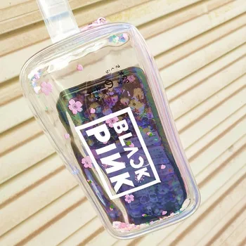 

1Pcs Cute PVC Pencil Case Colorful Transparent Sequin Quicksand Girl Pencil Bag Creative School Supplies