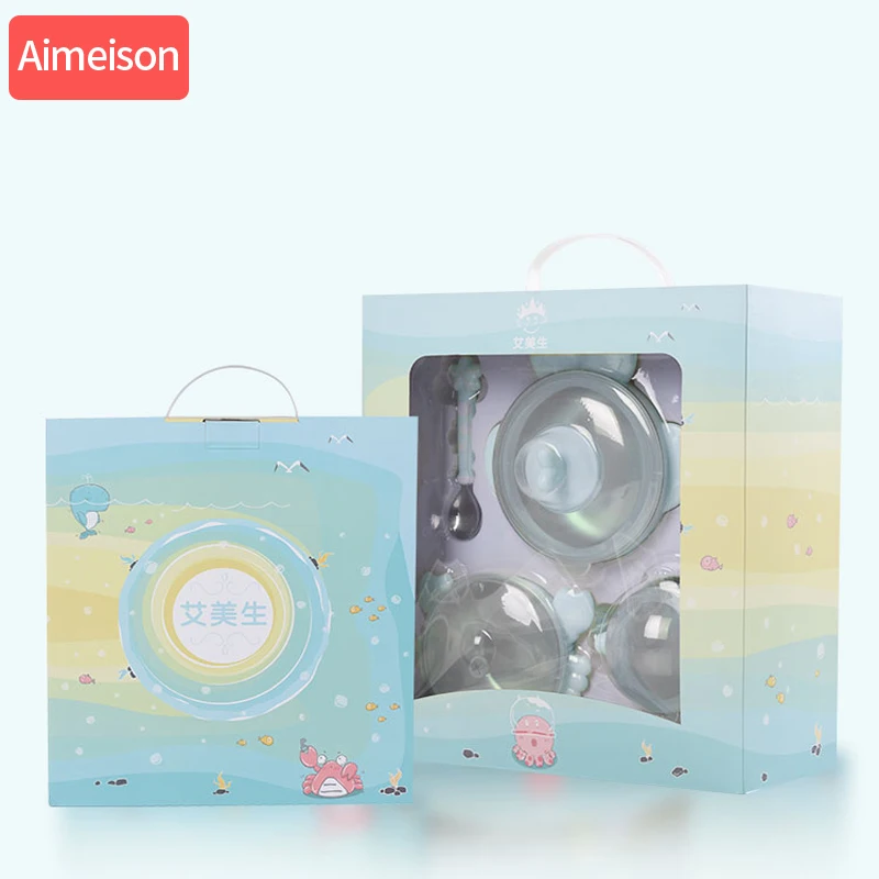 Baby Tableware Set Stainless Steel Cute Cartoon Thermal Dishes Kid Hot Water Insulation Bowl Children Feeding Dinnerware