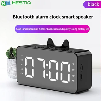 

Q9 Bluetooth Mirror Alarm Clock Smart Lound Speaker Hifi Sound FM Support 32GB TF Card Handsfree Temperature Display Boombox