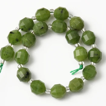 

Natural Gems Mineral Beads Green Canadian Jades Faceted Shape Loose Stone Beads for Jewelry Making DIY Bracelet Necklace 7.5''