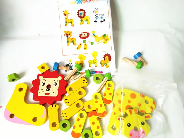 Новые Обучающие деревянные игрушки Разборка животных комбинация винт набор гаек строительные блоки детские рождественские подарки