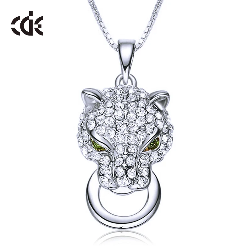 CDE украшенное кристаллами от Swarovski ожерелье трендовая подвеска с леопардом ожерелья серебряного цвета