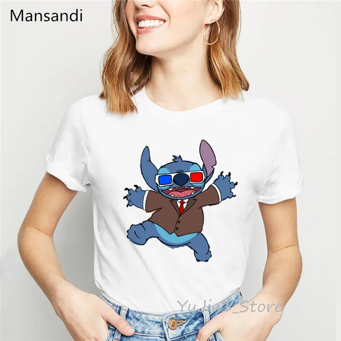 LILO STITCH футболка с мультяшным принтом Женская harajuku Kawaii одежда облегающая Повседневная футболка Женская забавная футболка camisetas mujer - Цвет: Y80206