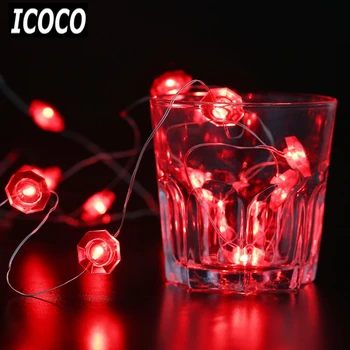 

ICOCO 20 LED Diamond Shaped String Lights Copper Wire AA Battery Powered Fairy Light Lamp for Holiday Party Decoration Lamp