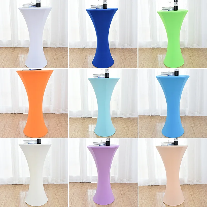 

10pcs Round Lycra cocktail Tablecloth Wedding White Hotel Table Cloth Table Cover Overlay mariage Spandex Tablecloth Polyester