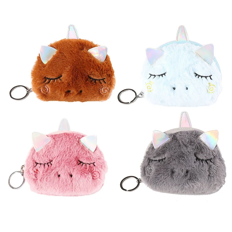 Kawaii, животные, единорог, монетница, сумка, на молнии, для детей, женщин, мальчиков, девочек, детская мягкая сумка, подарок, мини, плюшевый, для смены денег, кошельки